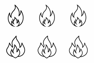 fire line icon, fire line art vector	set
