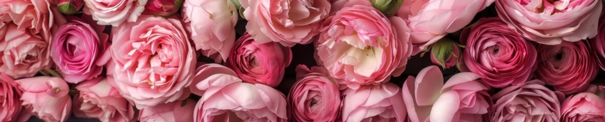 Obraz premium A close up of a bunch of pink roses.