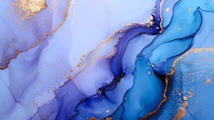 Fototapeta premium Captivating blue and gold abstract fluid art with flowing waves and textured patterns, perfect for creative projects.