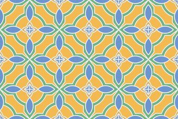 Bright geometric seamless pattern. Mosaic color ornament print. Tile trendy background