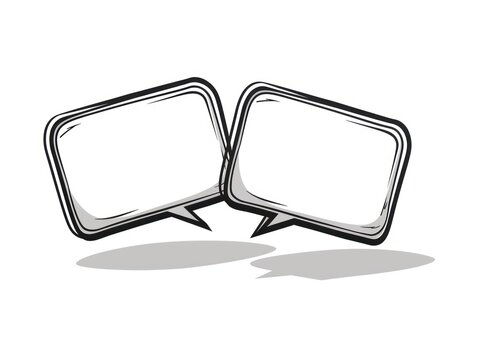 Two Blank Speech Bubbles With Shadows On White Background