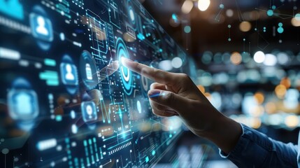 A Hand Interacts With A Futuristic Digital Interface