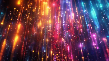 Obraz premium Neon Dreams: Futuristic Digital Artwork with Glowing Vertical Lights