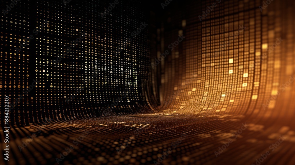 Aufkleber abstract digital data pattern with golden glow