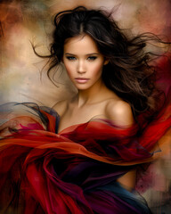 Artwork of Color Explosion Dynamic Movement of Fabric in an Artistic Display, Capturing the Vibrant Play of Colors and Textures in a Mesmerizing Abstract Composition Brainstorming Magazine Background