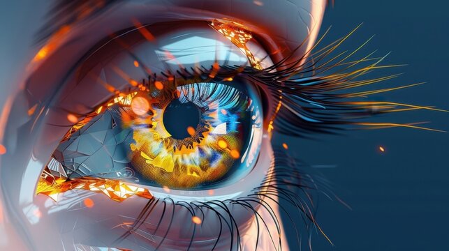 Human eye, iris and pupil details, flat design illustration 
