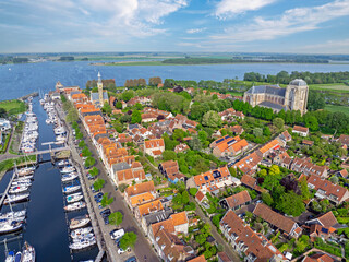 Aerial  from the city Veere in Zeeland the Netherlands