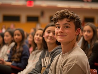 School assembly addressing teen dating violence, Teen Dating Violence Awareness Month, awareness and prevention