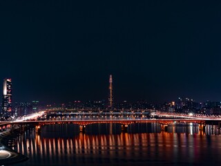 Fototapeta premium Lotte world tower night view of Seoul, South Korea