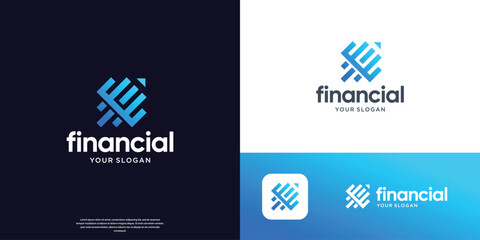 geometric financial logo design with combined arrow right line concept.