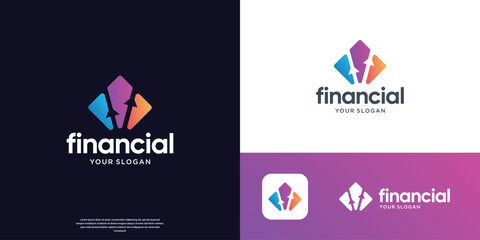 simple logo financial growth symbol arrow up and colorful modern brand.