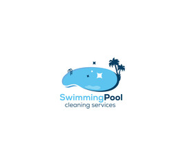 swimming pool water cleaning service logo concept