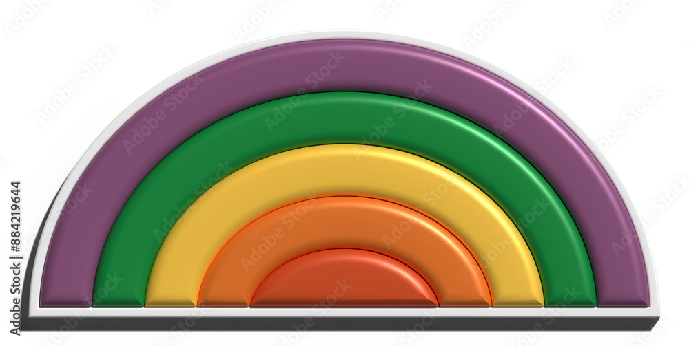 Poster multicolored arch with shadow on isolated background, 3d rendering illustration