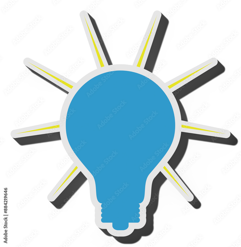Poster electric lamp with rays on a isolated background, the concept of generating new ideas. 3d rendering 