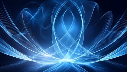 Obraz premium Abstract light background featuring ethereal, wispy strands of light in a midnight blue setting 