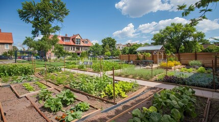 Modern residential buildings in the public green area. Apartment houses in Europe. Beautiful view of real estate homes in Milan, Italy. Business district in summer. AI generated illustration