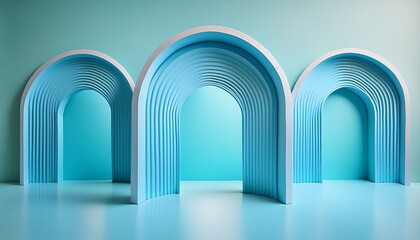 Fototapeta premium Serene Blue Arches: Abstract Geometric Elegance