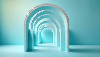 Fototapeta premium Serene Blue Arches: Abstract Geometric Elegance
