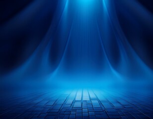 Dark blue abstract background in cyclorama style in misty atmosphere. Opulent setting of extra depth in misty dark blue color. 