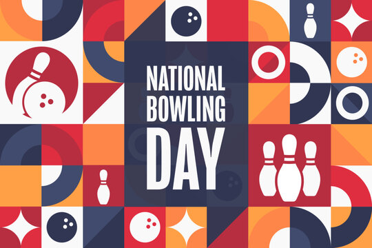 National Bowling Day. Holiday concept. Template for background, banner, card, poster with text inscription. Vector EPS10 illustration.