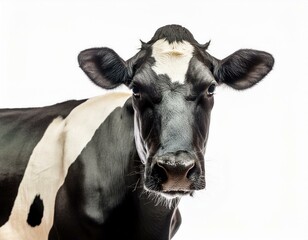 white and black cow isolated on white 