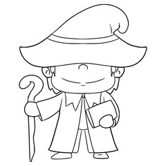 wizard illustration hand drawn outline vector
