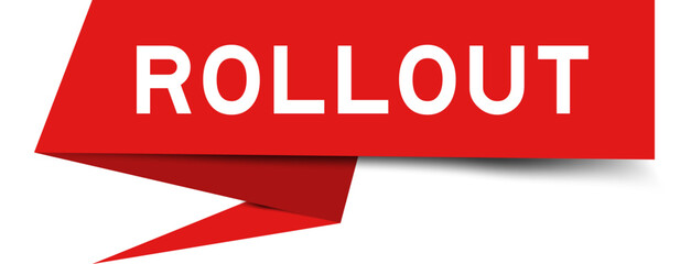 Red color speech banner with word rollout on white background