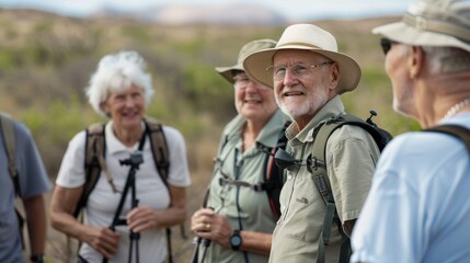 Fototapeta premium A group of older people are smiling and posing for a photo