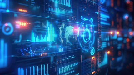 Applications icons and graphs on virtual screen. Business, internet and technology concept