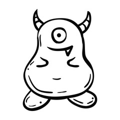 Hand drawing style of monster cute character. It is suitable for monster character, icon, sign or symbol.