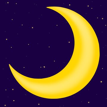 Moon, moon in the sky, moon illustration, midnight illusrtation, sky at night