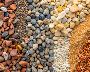 Colorful Pebbles and Gravel Background Texture.