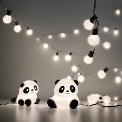 Obraz premium panda fairy lights for room