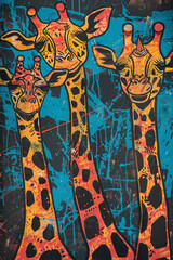giraffe heads in comic style 