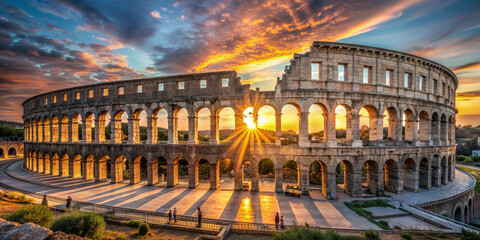 Sunset over the Roman Amphitheatre.