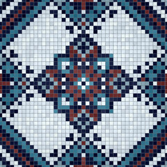 Fototapeta premium Mosaic tiles background, seamless vector pattern