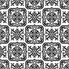 Black and white ornamental seamless pattern. Vintage, damask elements. Traditional ornament, Ethnic, Turkish, Indian motifs for fabric, textile, wallpaper, packaging