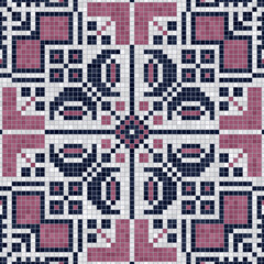 Fototapeta premium Mosaic tiles background, seamless vector pattern