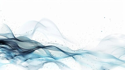 Artistic representation of a smoky blue and black wave on white backdrop, with ethereal contemporary vibe