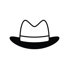 fedora hat glyph icon with white background vector stock illustration