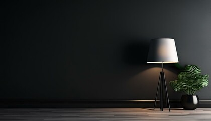 modern interior with lamp.."Sophisticated Ambiance: Contemporary Wall with Dark Home Lamp, 3D Render"
"Urban Chic: Stylish Dark Home Lamp and Lantern in Modern Interior, Mockup"