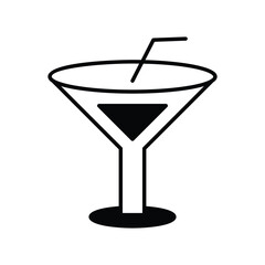 coketail glyph icon with white background vector stock illustration