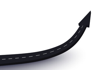 3d arrow up sign and road icon. Simple modern arrow and road icon as a symbol of success. Isolated vector illustration
