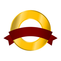 Gold Badge With Red Ribbon Template Transparent Background