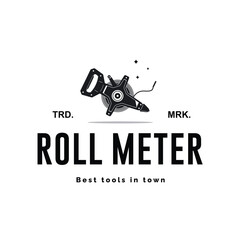 Measuring tool logo illustration, meter roll silhouette suitable for music stores and communities