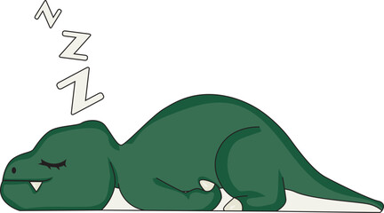 Lazy green dinosaur sleeping loudly vector
