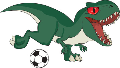 Cool T-rex dinosaur playing soccer football vector