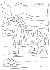 zebra funny pooping animal coloring book page