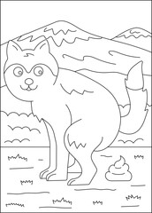 dog funny pooping animal coloring book page