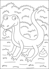 lizard funny pooping animal coloring book page